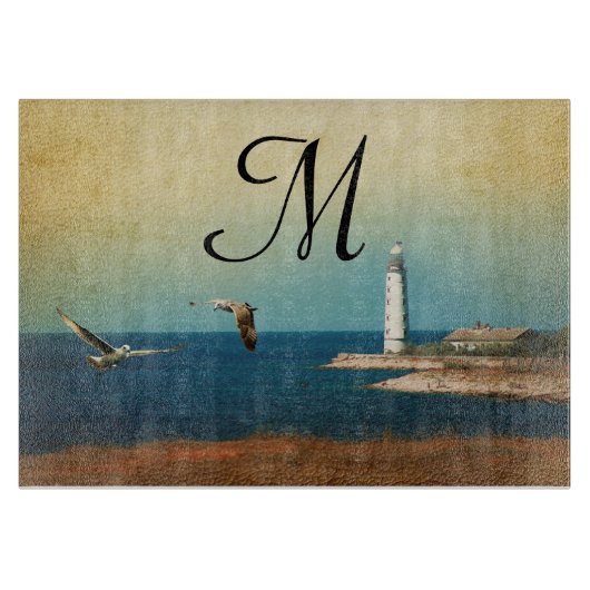 Knipperkap vuursteentje Monogram glas Snijplank (Voorkant)