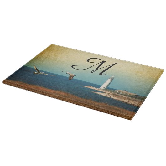 Knipperkap vuursteentje Monogram glas Snijplank (Hoek)