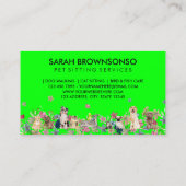 Knipte dieren op een groene achtergrond van een ro visitekaartje (Achterkant)