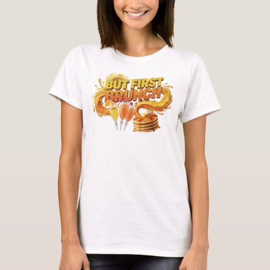 Knisper Oranje MAAR EERST BRUNCH Statement T-shirt (Voorkant)