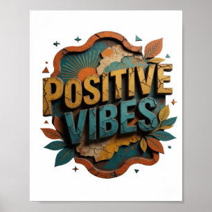 Knisperend Oranje POSITIEVE VIBES Maatwerk T-shirt Poster