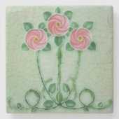 Knisperglazuur Elegant Art Nouveau Design Stenen Onderzetter (Voorkant)