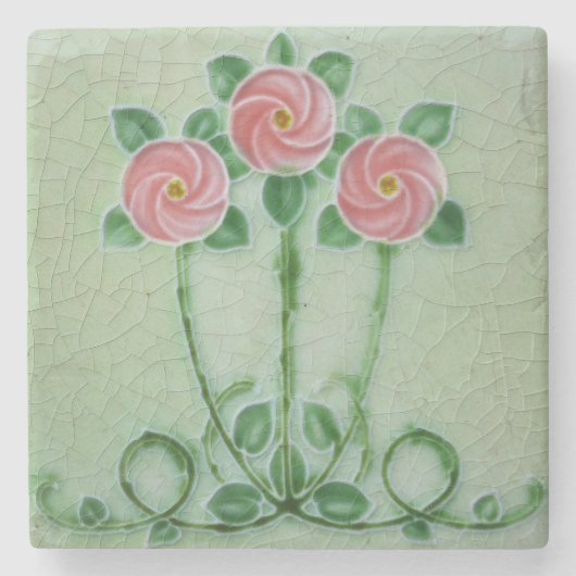 Knisperglazuur Elegant Art Nouveau Design Stenen Onderzetter (Voorkant)