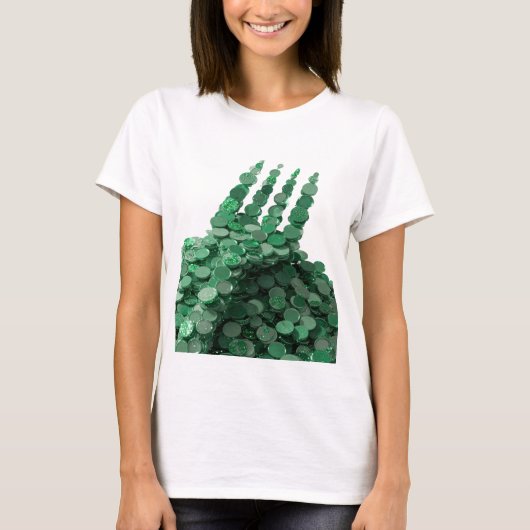 Knispergroen GREEN COINS Statement Design T-shirt (Voorkant)