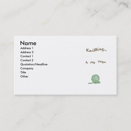 Knit als Yoga Cards Visitekaartje (Voorkant)