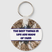 Knit Beige Blauwe Garens Foto Crafty Haakcrafter Sleutelhanger (Voorkant)