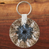 Knit Beige Blauwe Garens Foto Crafty Haakcrafter Sleutelhanger (Achterkant)