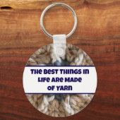 Knit Beige Blauwe Garens Foto Crafty Haakcrafter Sleutelhanger (Voorkant)