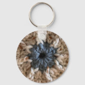 Knit Beige Blauwe Garens Foto Crafty Haakcrafter Sleutelhanger (Achterkant)