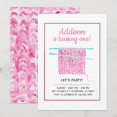 Knit Blanket Baby Girl Eerste verjaardag Kaart (Voorkant / Achterkant)