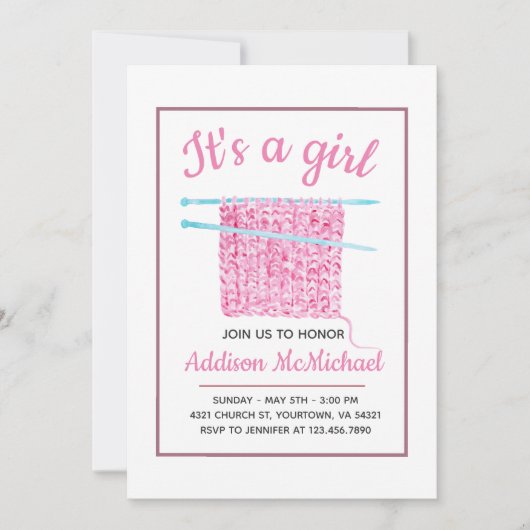 Knit Blanket Baby Girl Kaart (Voorkant)