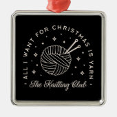 Knit club breien feestdagen grappig garen metalen ornament (Voorkant)