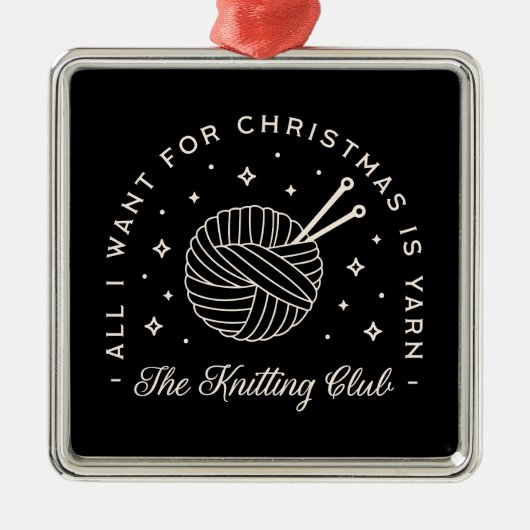 Knit club breien feestdagen grappig garen metalen ornament (Voorkant)