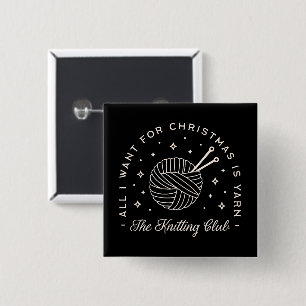 Knit club feestdagen garen grappig breien docent vierkante button 5,1 cm