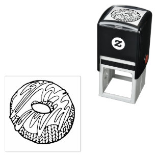 KNIT DONUT 1,5" Zelfinkt Rubber Stamp Zelfinktende Stempel