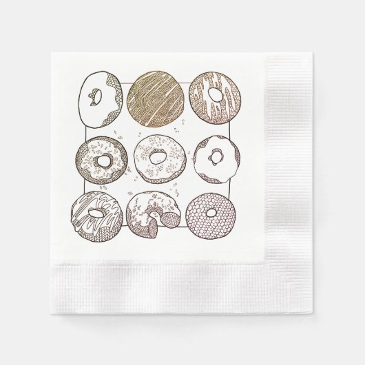 KNIT DONUTS Gecoineerde Cocktail Papier Servetten (Voorkant)