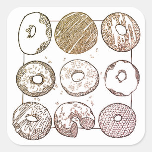 KNIT DONUTS Grote Vierkante Stickers