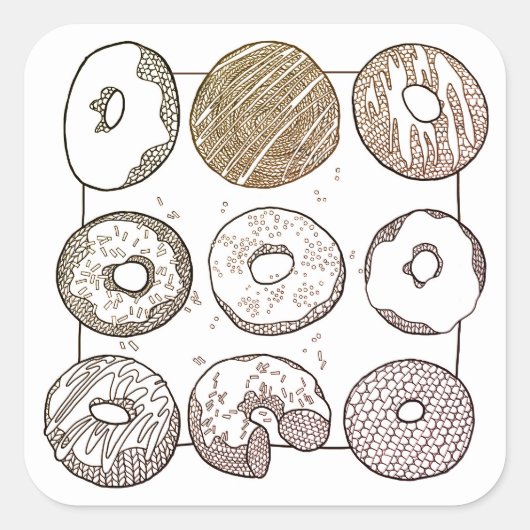KNIT DONUTS Grote Vierkante Stickers (Voorkant)