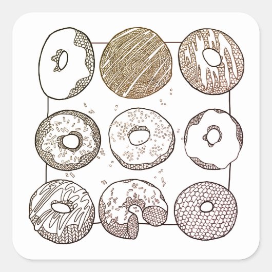 KNIT DONUTS Kleine Vierkante Stickers (Voorkant)