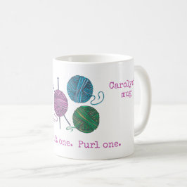 Knit één paars, breinnaalden, garen, genaamd koffiemok