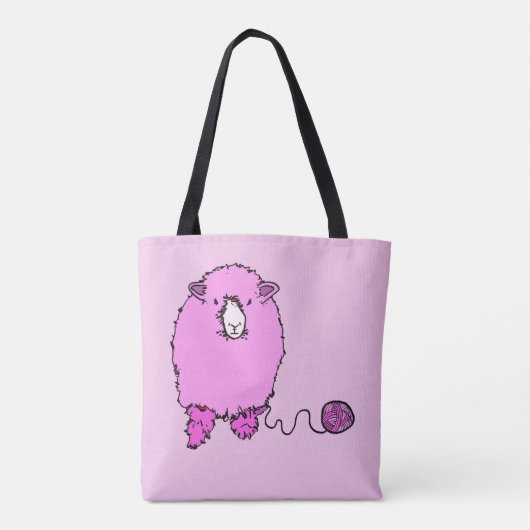 Knit één Purl. Fun fluffy schaap gepersonaliseerd Tote Bag (Achterkant)