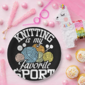 Knit gebeurt er grappig door Shirt te slaan Knitte Papieren Bordje (Feest)