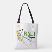 Knit gebeurt Funny Knitters Gezegde w. Ball of Yar Tote Bag (Achterkant)