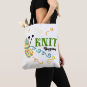 Knit gebeurt Funny Knitters Gezegde w. Ball of Yar Tote Bag (Dichtbij)