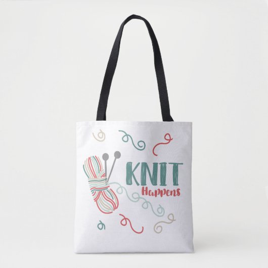 Knit gebeurt grappig. Meerkleurige bal van Garens Tote Bag (Voorkant)