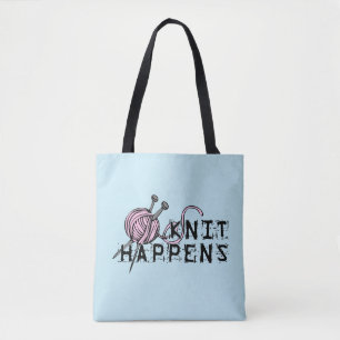 Knit gebeurt grappige Canvas tas voor Knitters