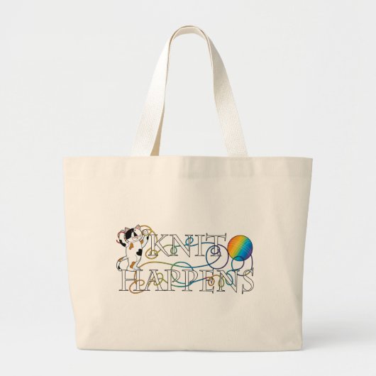 Knit gebeurt grote tote bag (Voorkant)