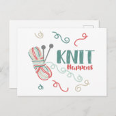 Knit gebeurt met. Meerkleurige garens - Knitters F Briefkaart (Voorkant / Achterkant)