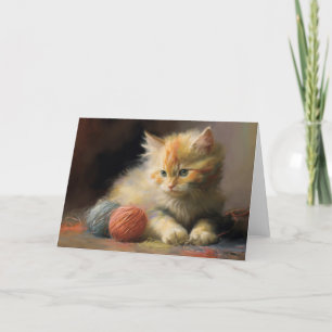 Knit gebeurt Oranje keuken die met garen spelen Bedankkaart