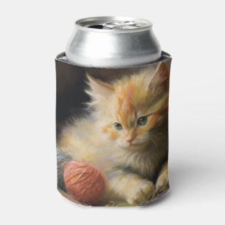 Knit gebeurt Oranje keuken die met garen spelen Blikjeskoeler