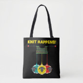 Knit Happen!  Funny Knitting Project Tas. Tote Bag (Voorkant)