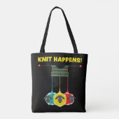 Knit Happen!  Funny Knitting Project Tas. Tote Bag (Achterkant)