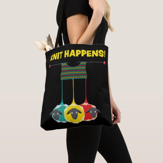 Knit Happen!  Funny Knitting Project Tas. Tote Bag (Dichtbij)