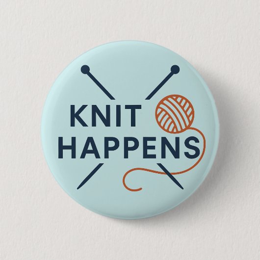 Knit Happens Funny Knitting Pun Ronde Button 5,7 Cm (Voorkant)
