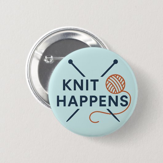 Knit Happens Funny Knitting Pun Ronde Button 5,7 Cm (Voorkant /achterkant)
