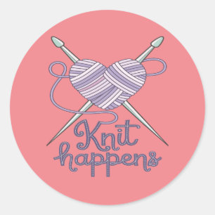 Knit Happens Grappig Breien Garen Liefhebber Desig Ronde Sticker