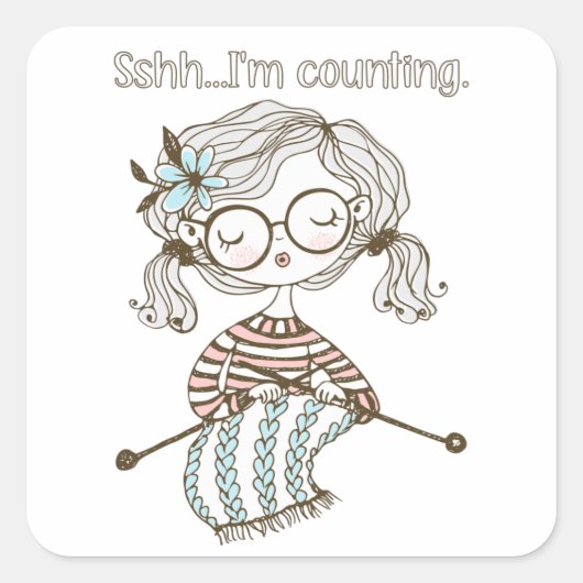 Knit Heart Knitting Supplies stitch counter Vierkante Sticker (Voorkant)