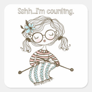 Knit Heart Knitting Supplies stitch counter Vierkante Sticker