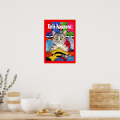 Knit is een schattig kattenbreiend poster. poster (Keuken)