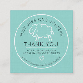 Knit lambswool schaap logo aqua Hartelijk dank Klantenkaartje