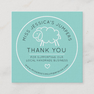 Knit lambswool schaap logo aqua Hartelijk dank Klantenkaartje