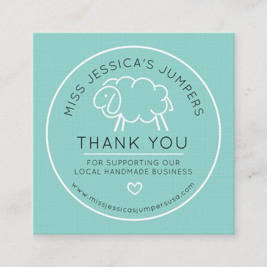 Knit lambswool schaap logo aqua Hartelijk dank Klantenkaartje (Voorkant)