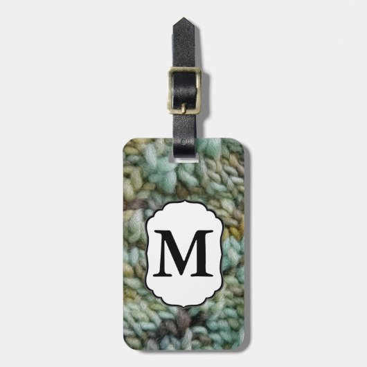 Knit Malabrigo Yarn/Crafts Monogram Bagagelabel (Voorkant verticaal)