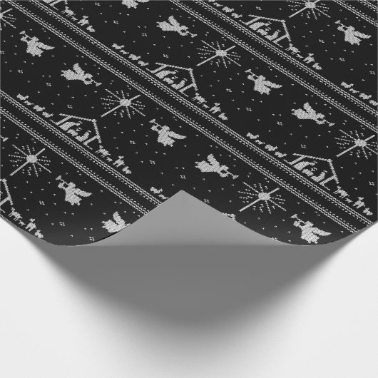 Knit Nativiteitsscène Christelijk kerstrood wit Cadeaupapier (Hoek)