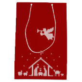 Knit Nativiteitsscène Christelijk kerstrood wit Medium Cadeauzakje (Achterkant)