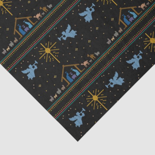 Knit Nativity Ugly Christmas Sweater Christelijk Tissuepapier (Detail)